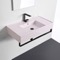 Pink Console Sink With Matte Black Towel Bar, Modern